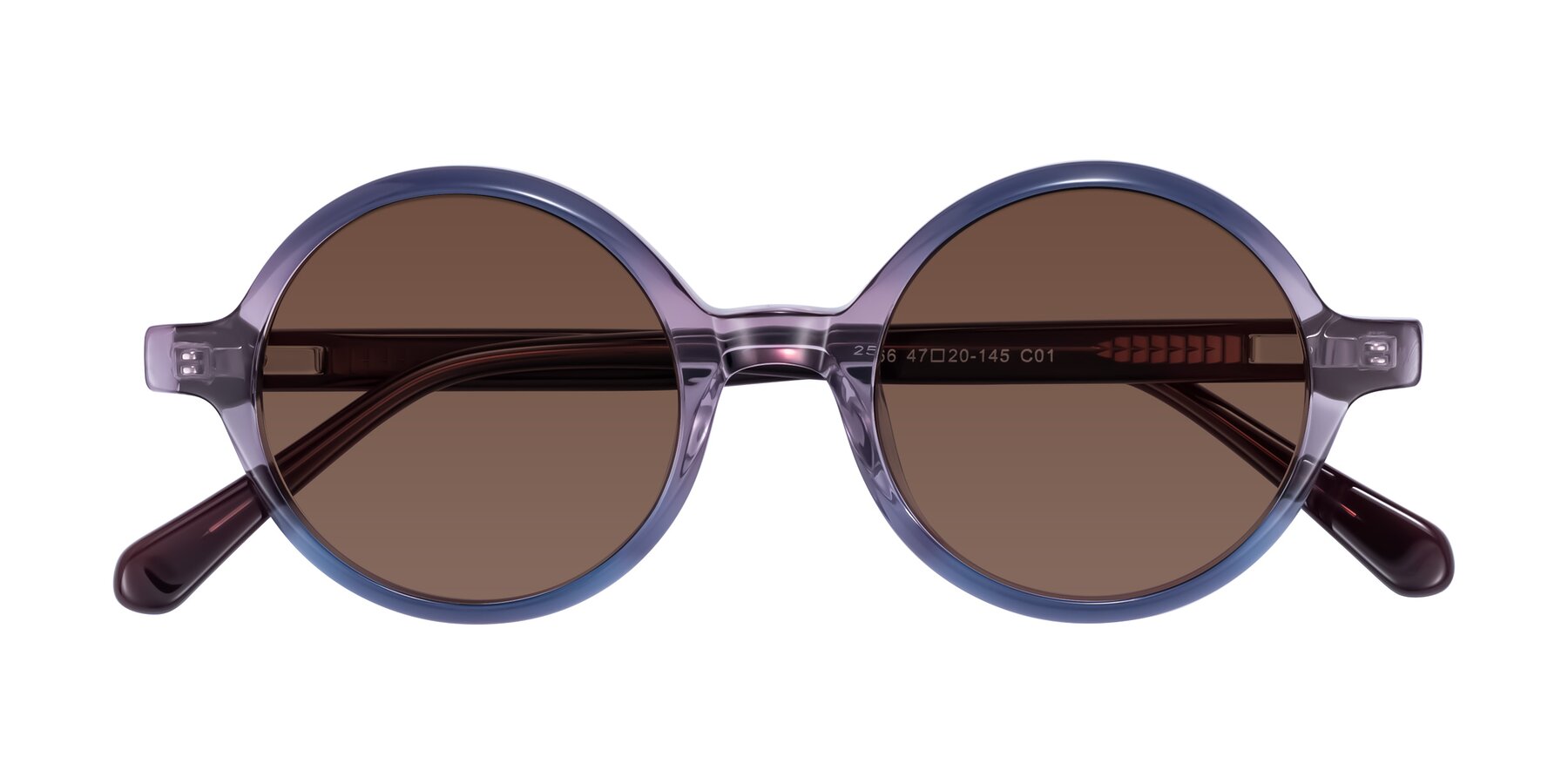 Folded Front of Serene in Faded Purple with Brown Tinted Lenses