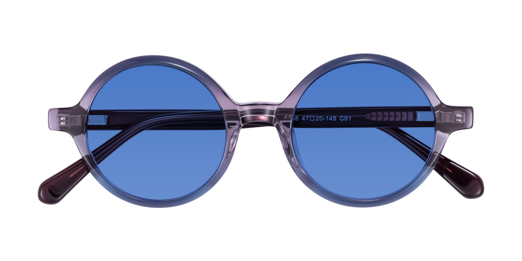 Folded Front of Serene in Faded Purple with Blue Tinted Lenses