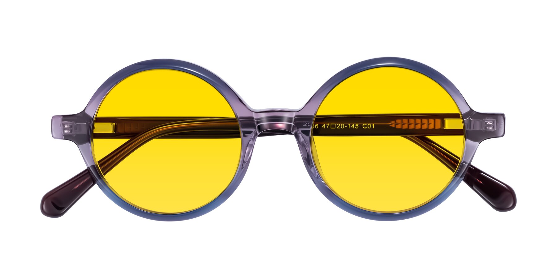 Folded Front of Serene in Faded Purple with Yellow Tinted Lenses