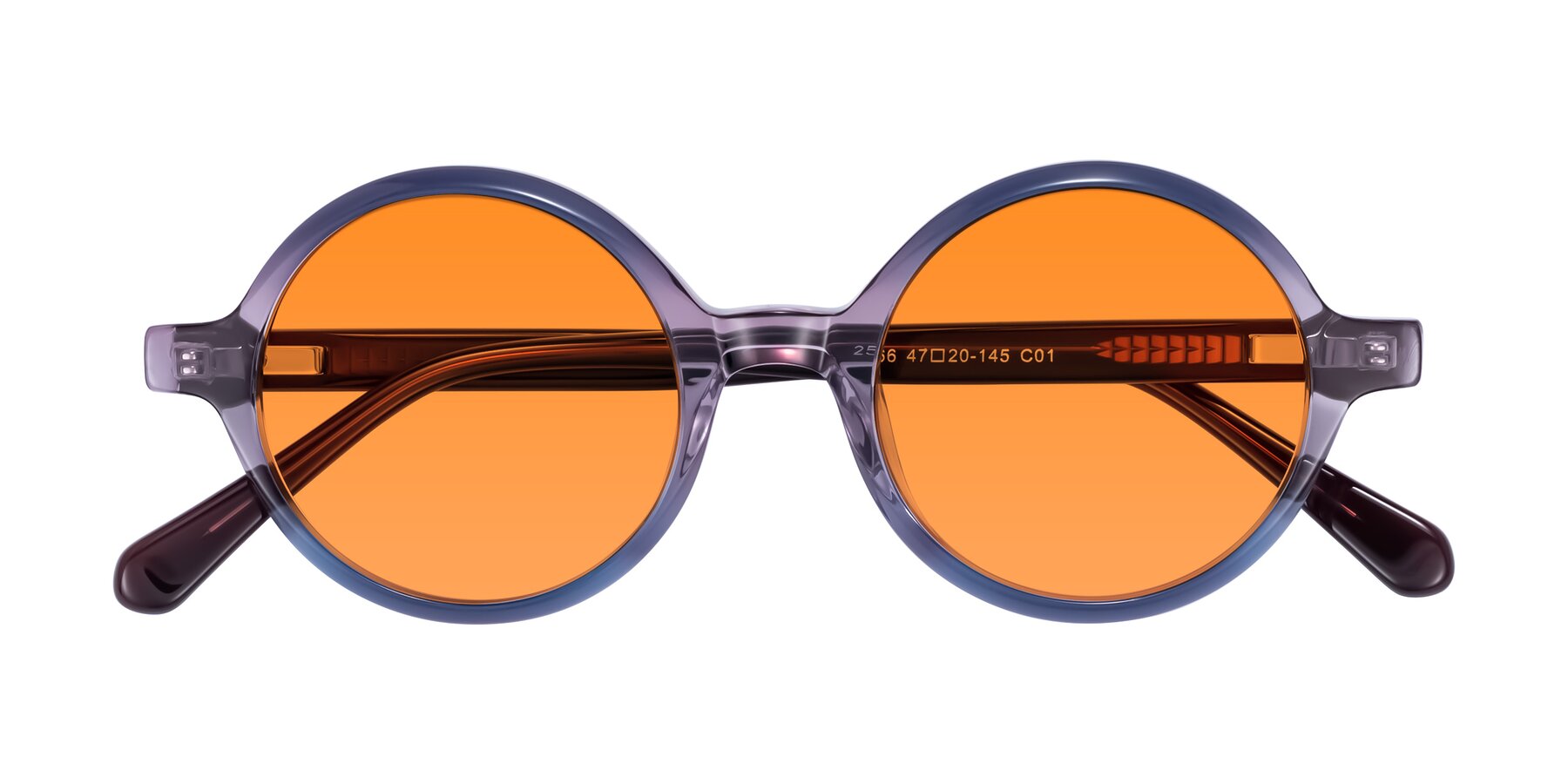 Folded Front of Serene in Faded Purple with Orange Tinted Lenses