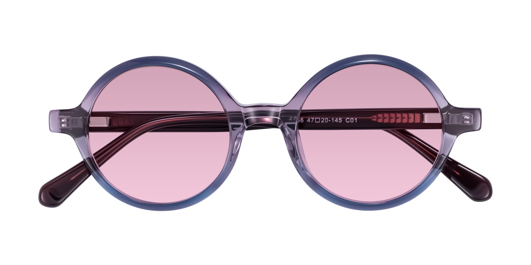 Folded Front of Serene in Faded Purple with Light Wine Tinted Lenses