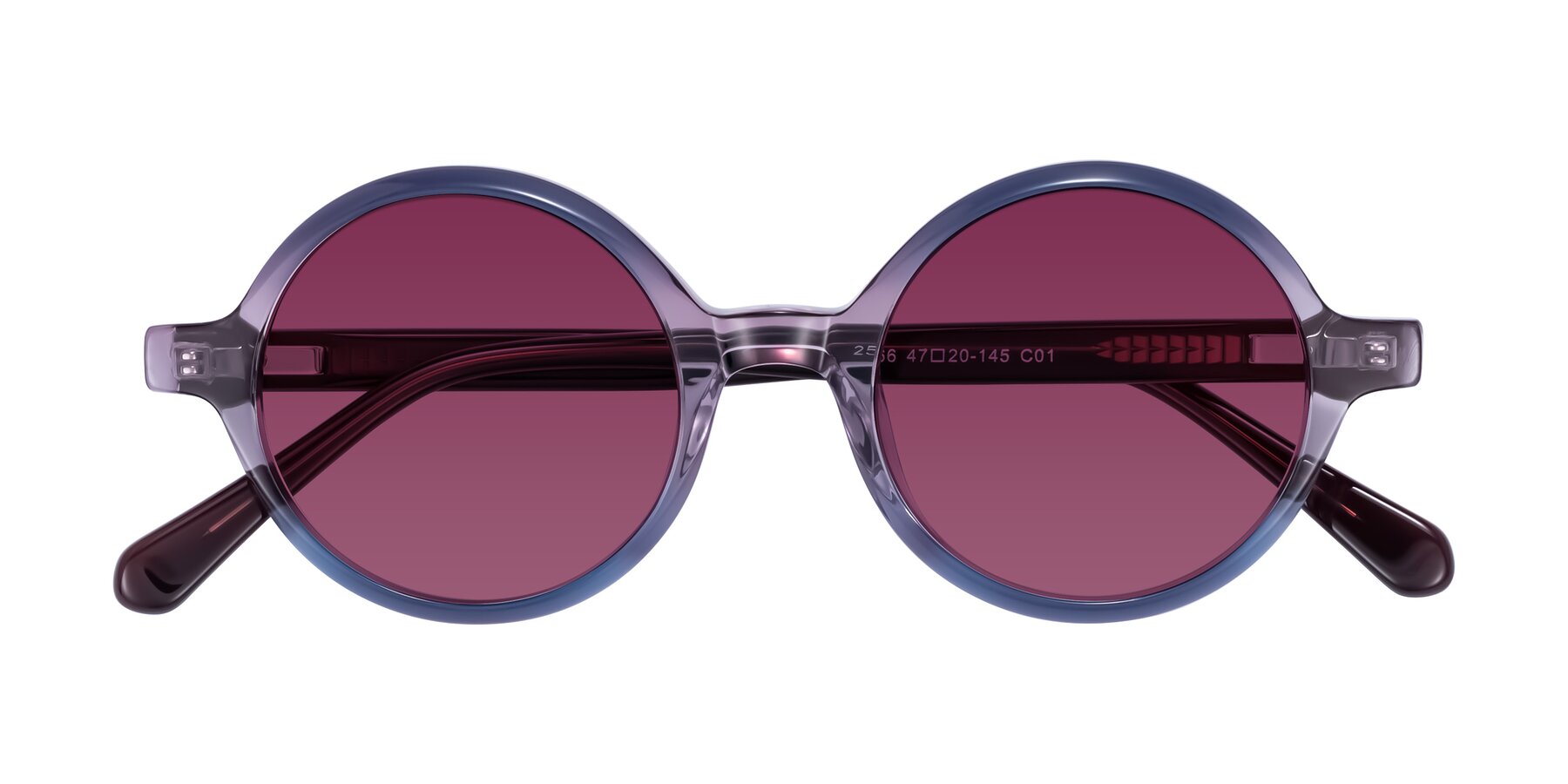 Folded Front of Serene in Faded Purple with Wine Tinted Lenses