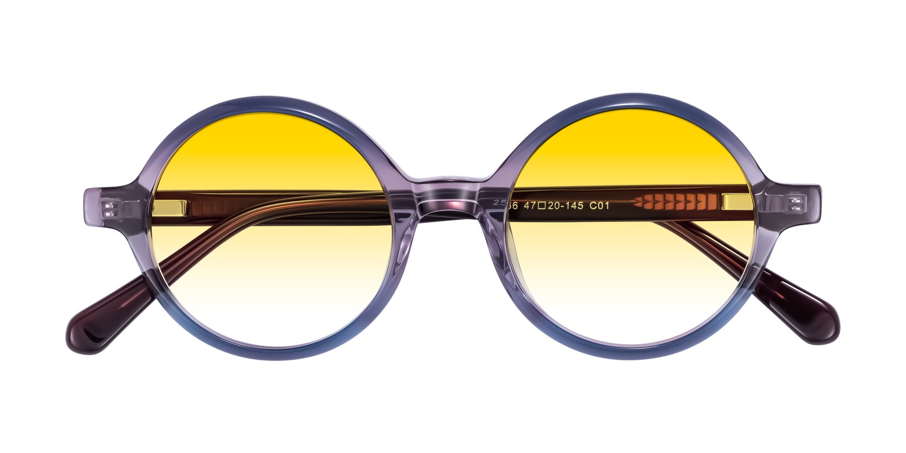 Folded Front of Serene in Faded Purple with Yellow Gradient Lenses