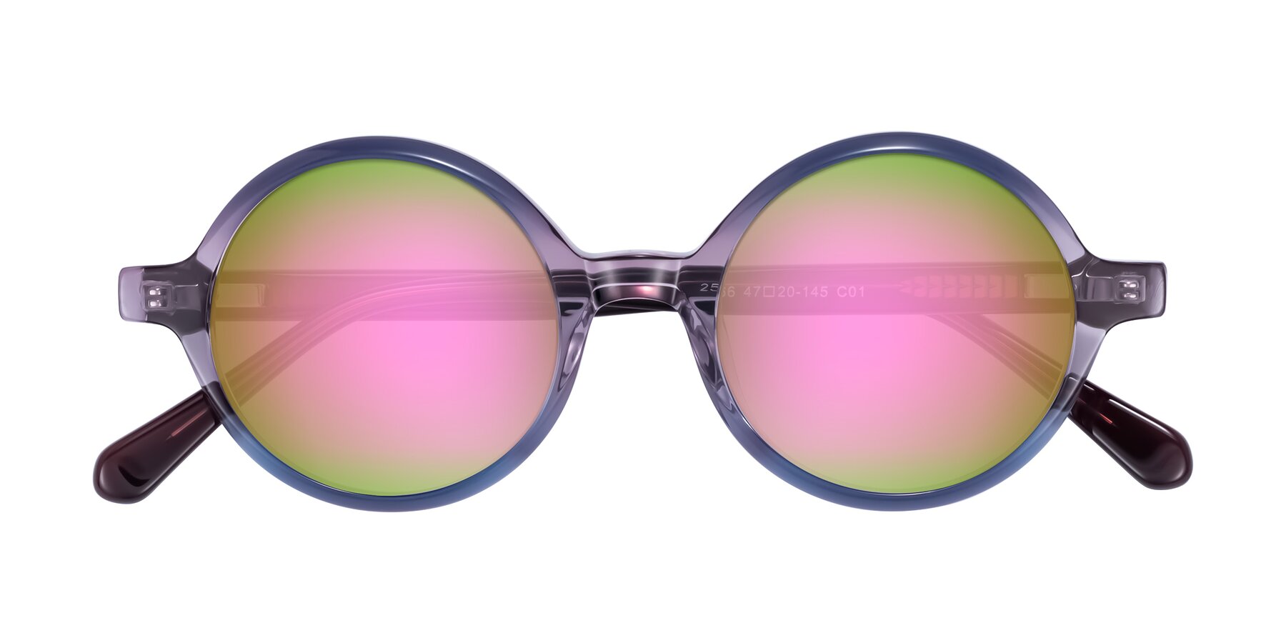 Folded Front of Serene in Faded Purple with Pink Mirrored Lenses