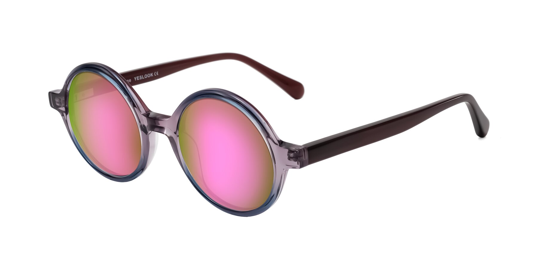 Angle of Serene in Faded Purple with Pink Mirrored Lenses