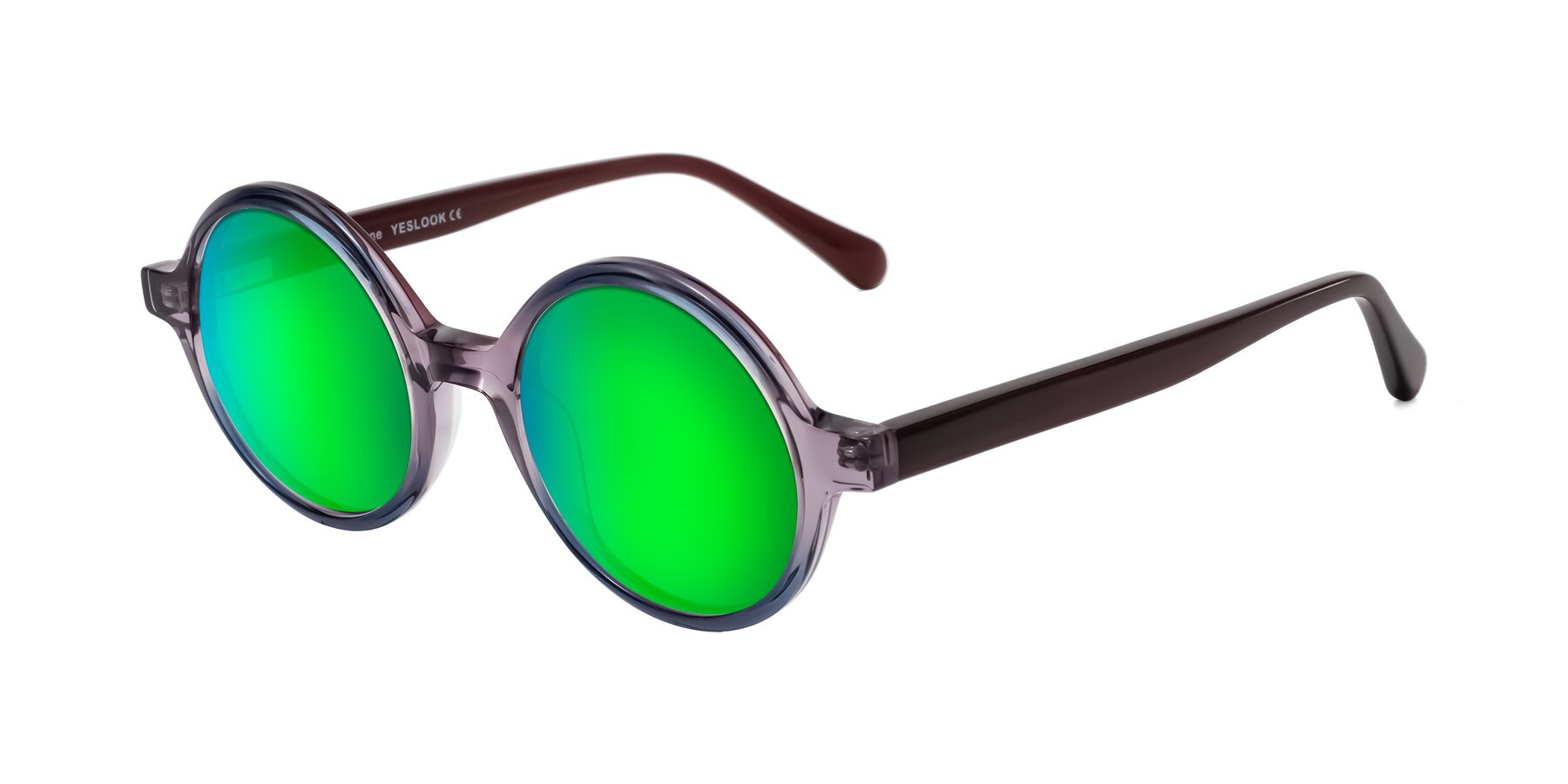 Angle of Serene in Faded Purple with Green Mirrored Lenses