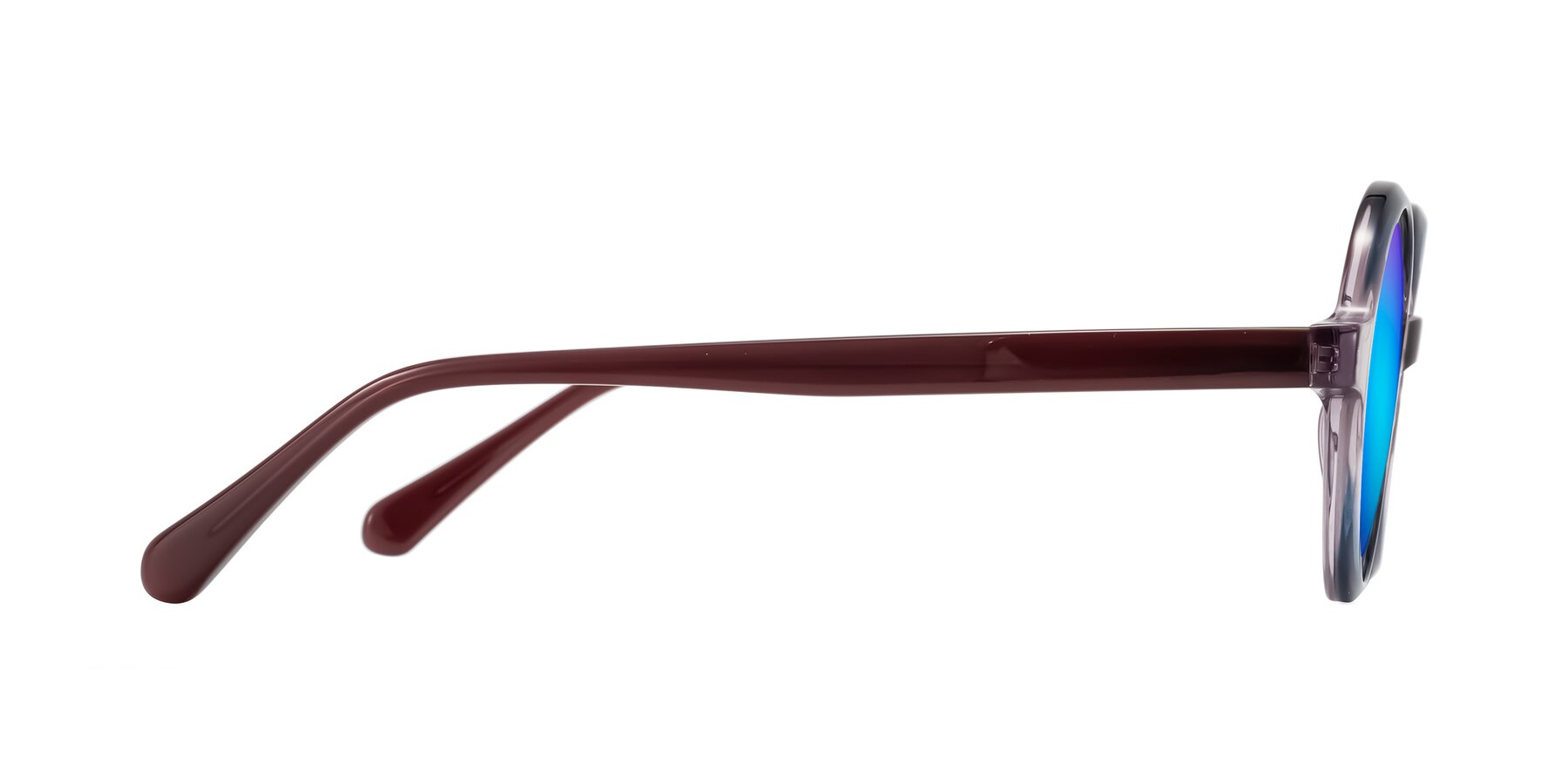 Side of Serene in Faded Purple with Blue Mirrored Lenses