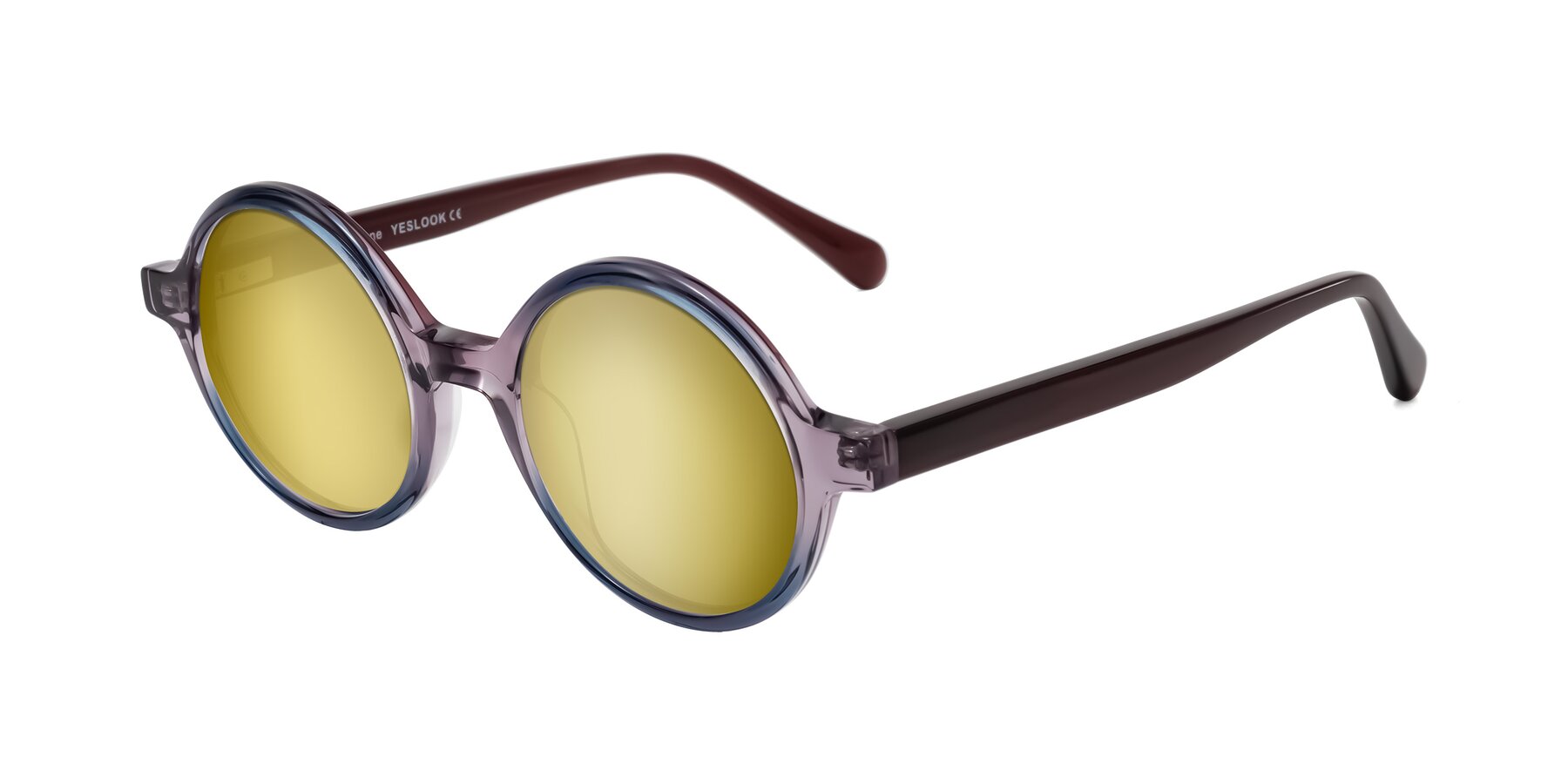Angle of Serene in Faded Purple with Gold Mirrored Lenses