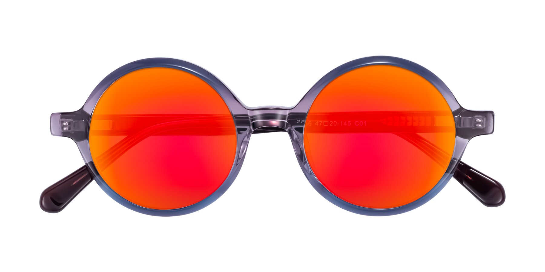 Folded Front of Serene in Faded Purple with Red Gold Mirrored Lenses