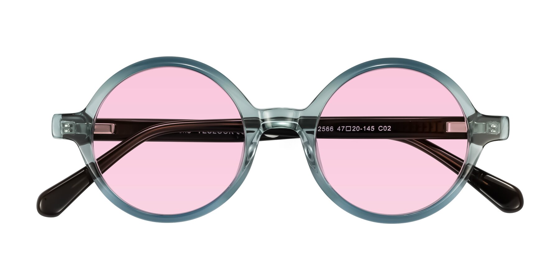 Folded Front of Serene in Faded Green with Light Pink Tinted Lenses