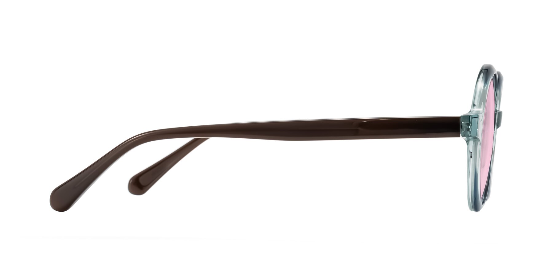 Side of Serene in Faded Green with Light Pink Tinted Lenses