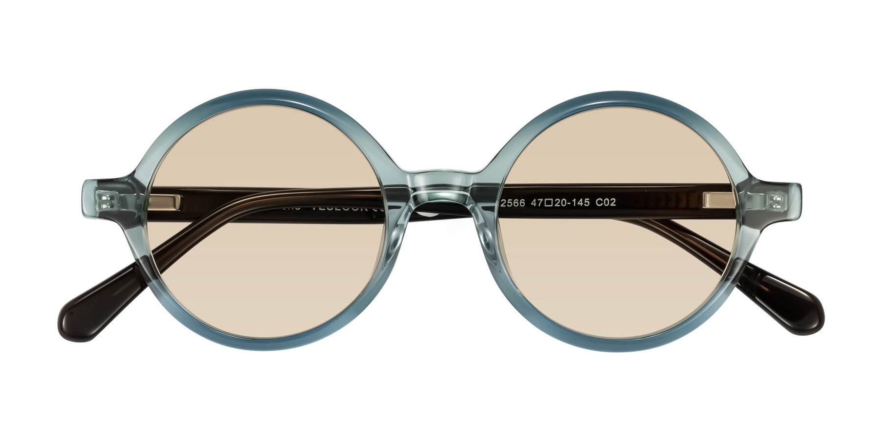 Folded Front of Serene in Faded Green with Light Brown Tinted Lenses