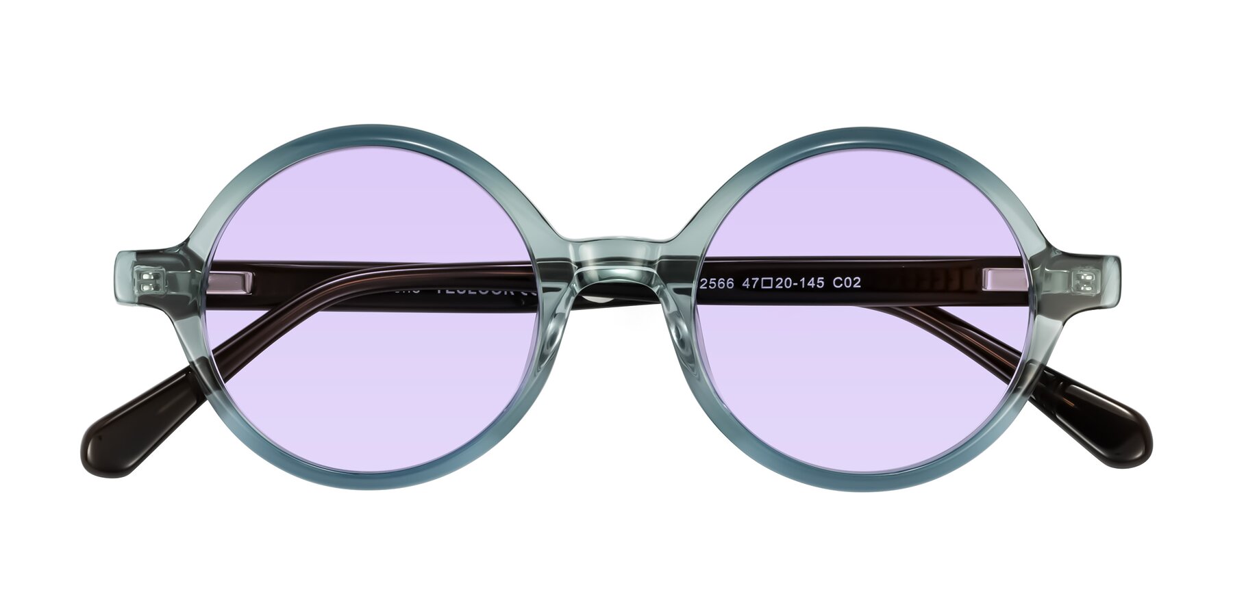 Folded Front of Serene in Faded Green with Light Purple Tinted Lenses