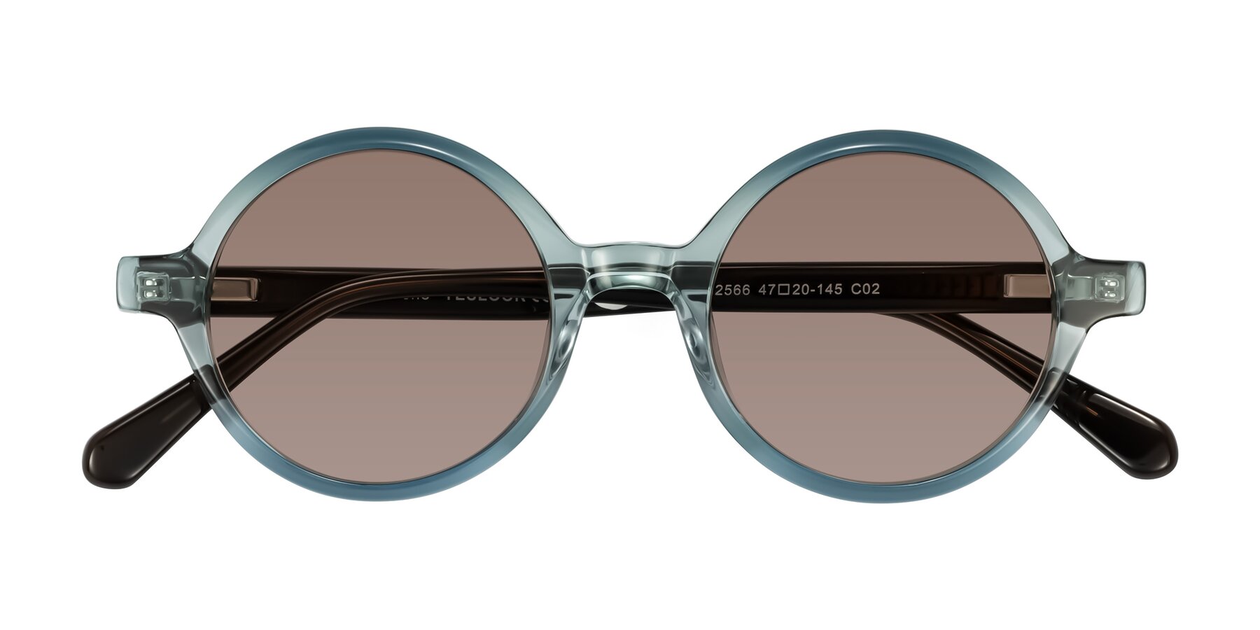 Folded Front of Serene in Faded Green with Medium Brown Tinted Lenses