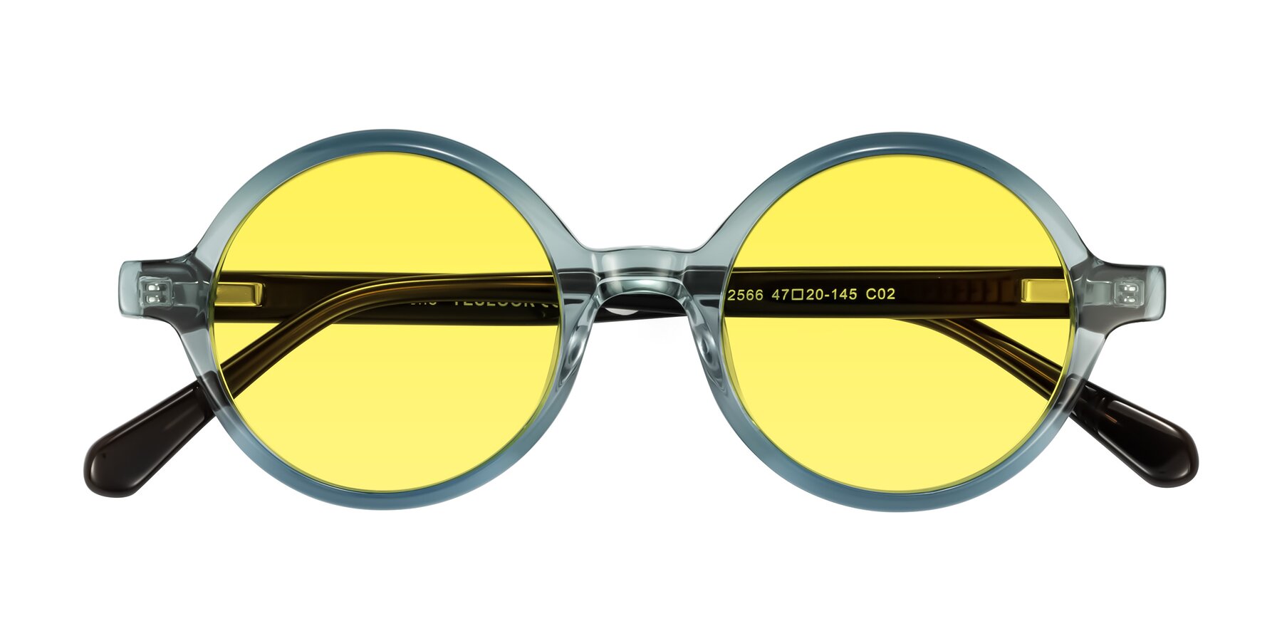 Folded Front of Serene in Faded Green with Medium Yellow Tinted Lenses