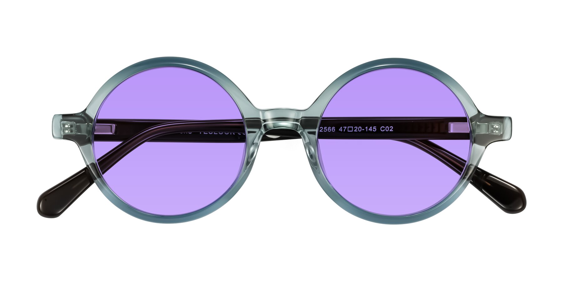 Folded Front of Serene in Faded Green with Medium Purple Tinted Lenses