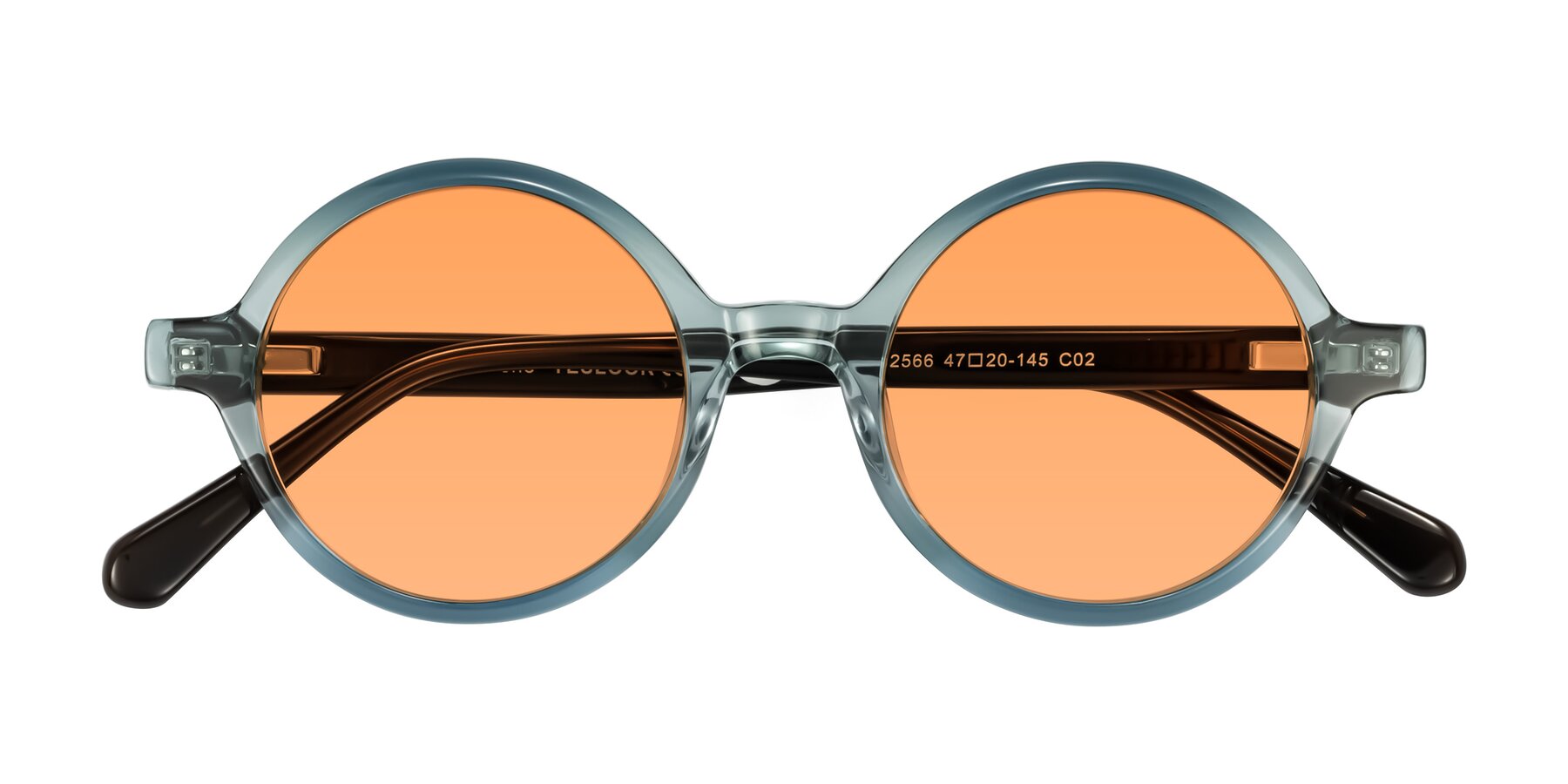 Folded Front of Serene in Faded Green with Medium Orange Tinted Lenses