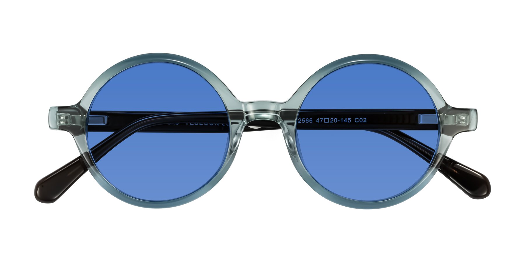 Folded Front of Serene in Faded Green with Blue Tinted Lenses