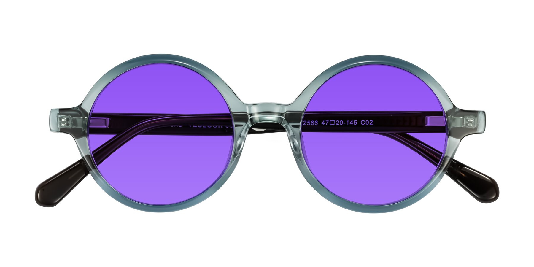 Folded Front of Serene in Faded Green with Purple Tinted Lenses