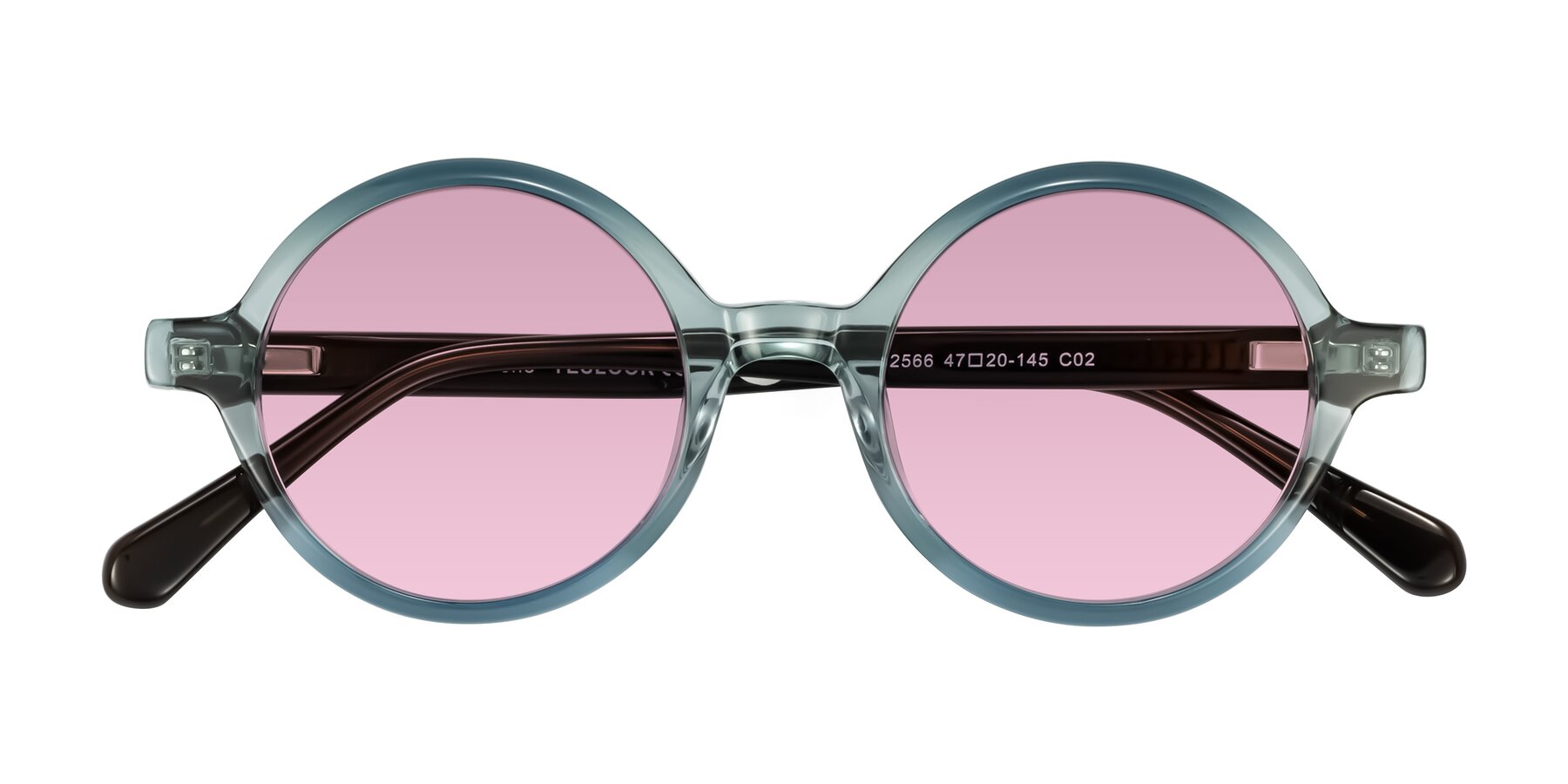 Folded Front of Serene in Faded Green with Light Wine Tinted Lenses