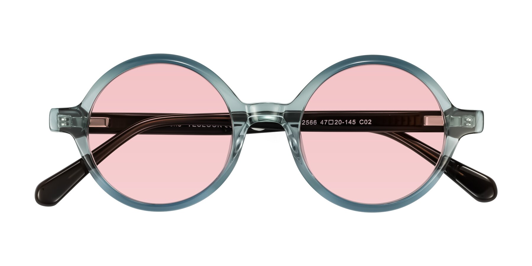 Folded Front of Serene in Faded Green with Light Garnet Tinted Lenses
