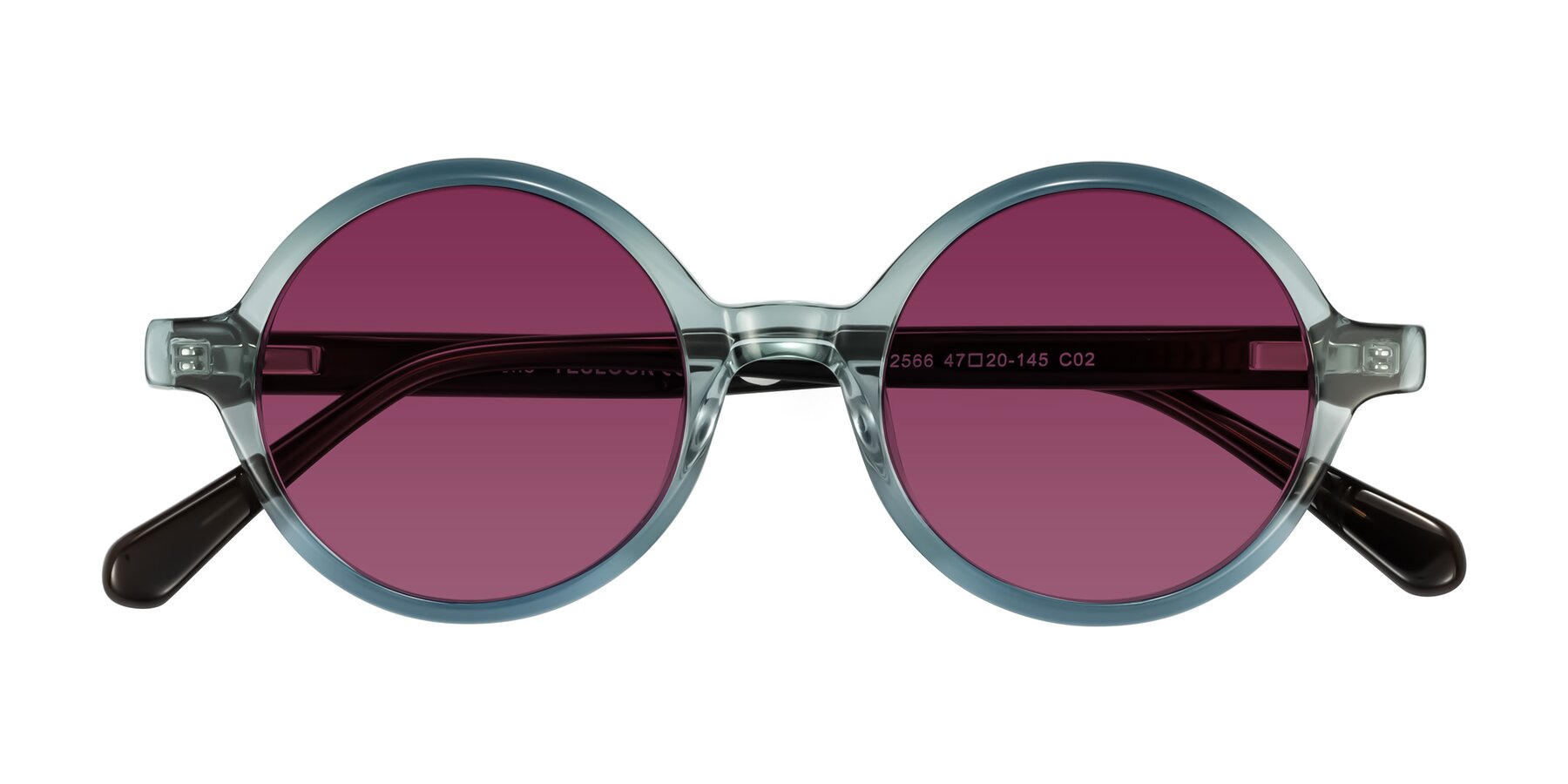 Folded Front of Serene in Faded Green with Wine Tinted Lenses