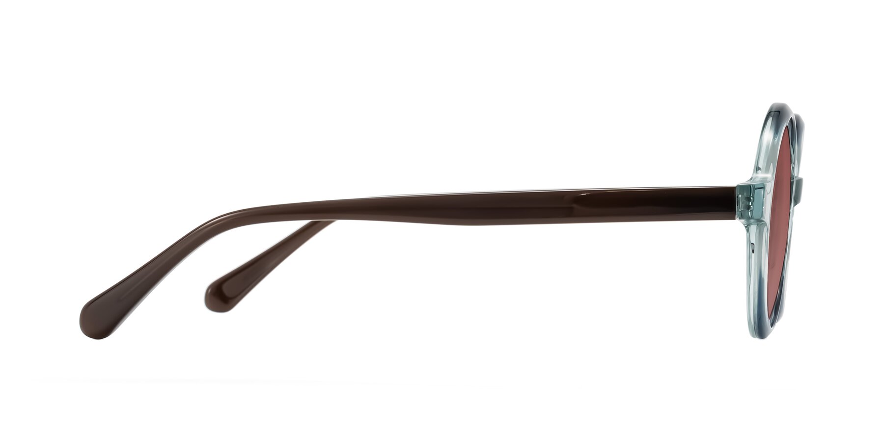 Side of Serene in Faded Green with Garnet Tinted Lenses