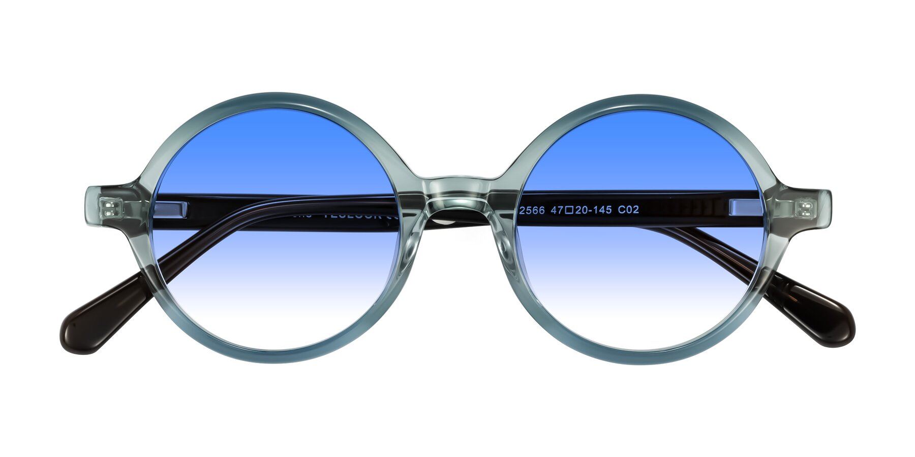 Folded Front of Serene in Faded Green with Blue Gradient Lenses