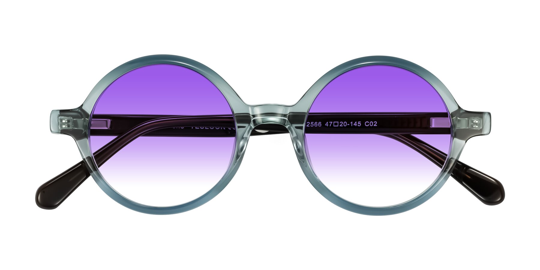 Folded Front of Serene in Faded Green with Purple Gradient Lenses