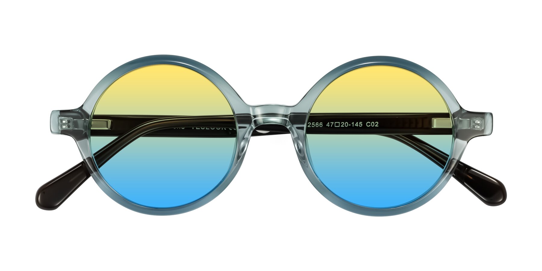 Folded Front of Serene in Faded Green with Yellow / Blue Gradient Lenses