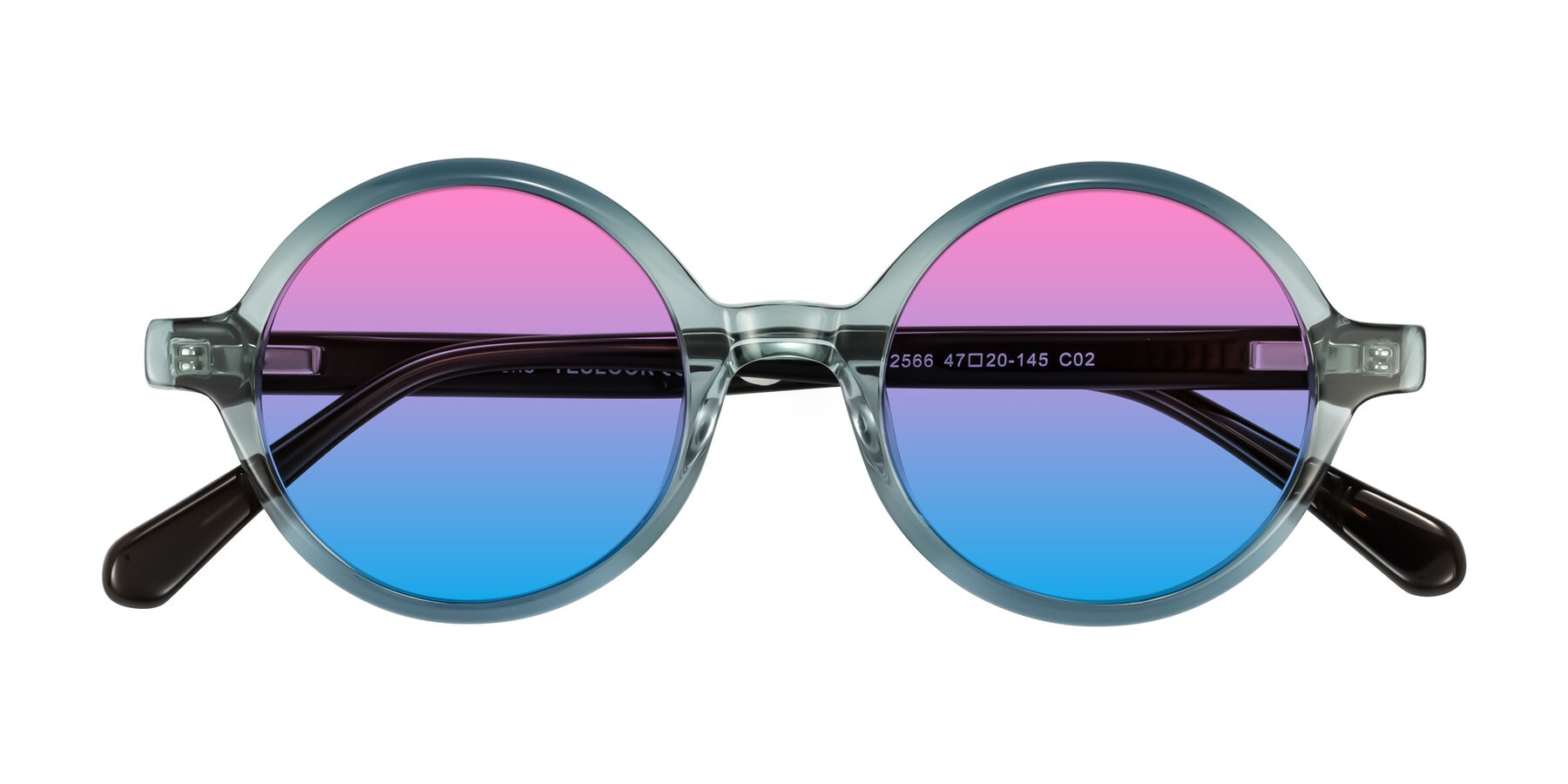 Folded Front of Serene in Faded Green with Pink / Blue Gradient Lenses