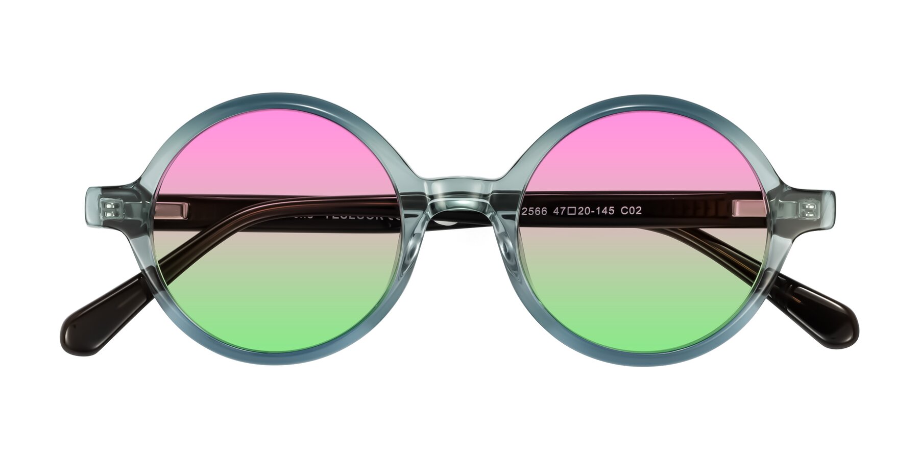 Folded Front of Serene in Faded Green with Pink / Green Gradient Lenses