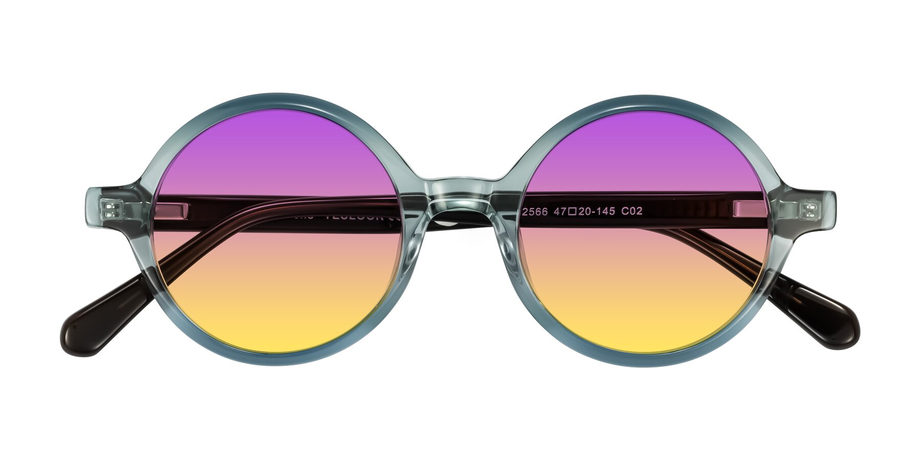 Folded Front of Serene in Faded Green with Purple / Yellow Gradient Lenses