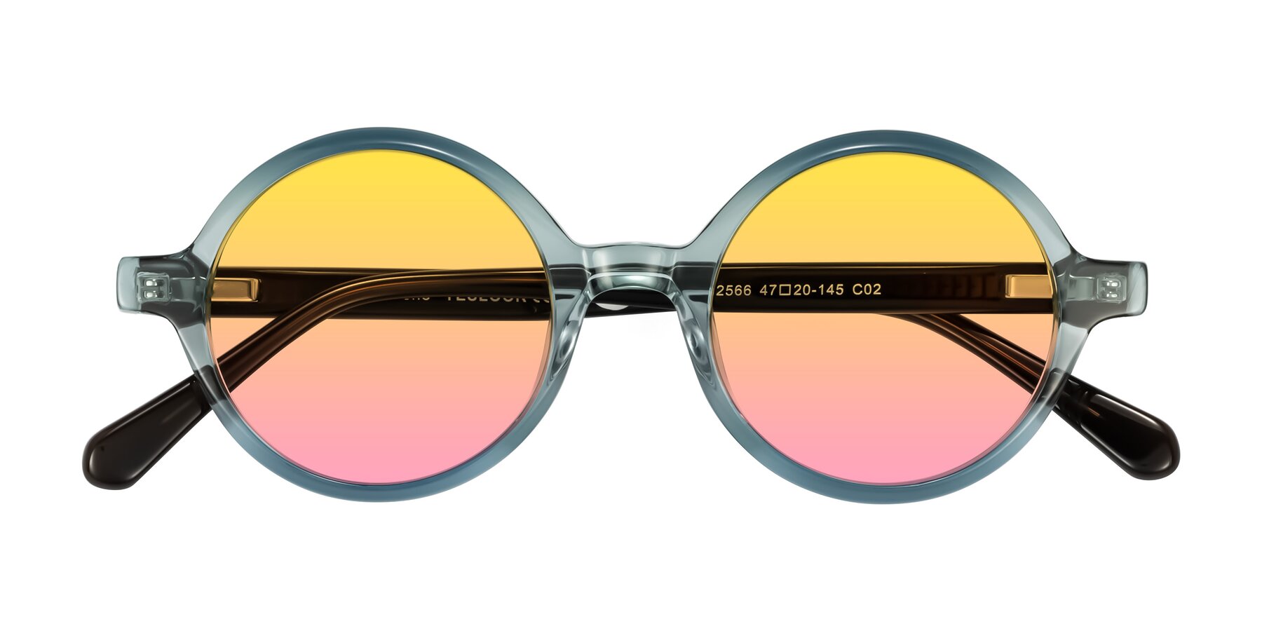 Folded Front of Serene in Faded Green with Yellow / Pink Gradient Lenses