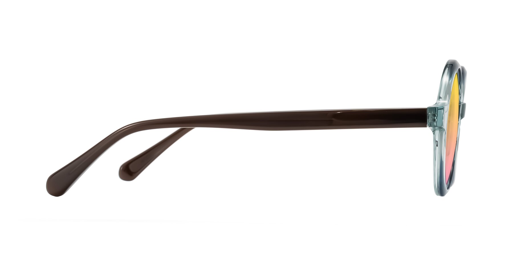 Side of Serene in Faded Green with Yellow / Pink Gradient Lenses