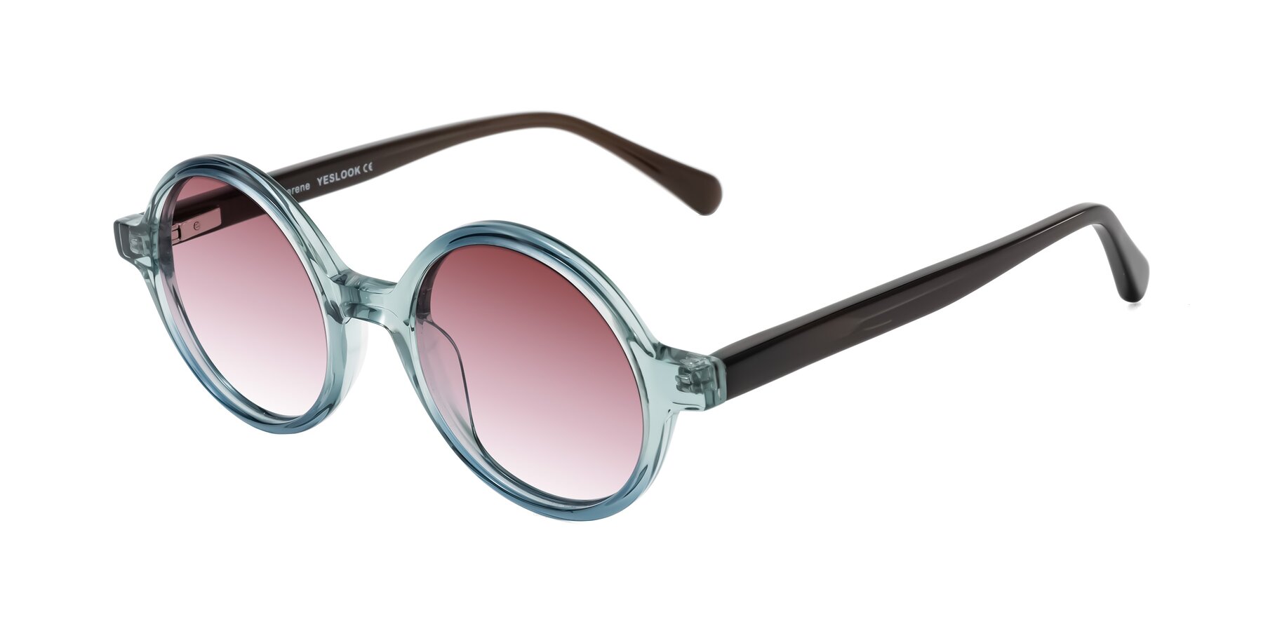 Angle of Serene in Faded Green with Garnet Gradient Lenses