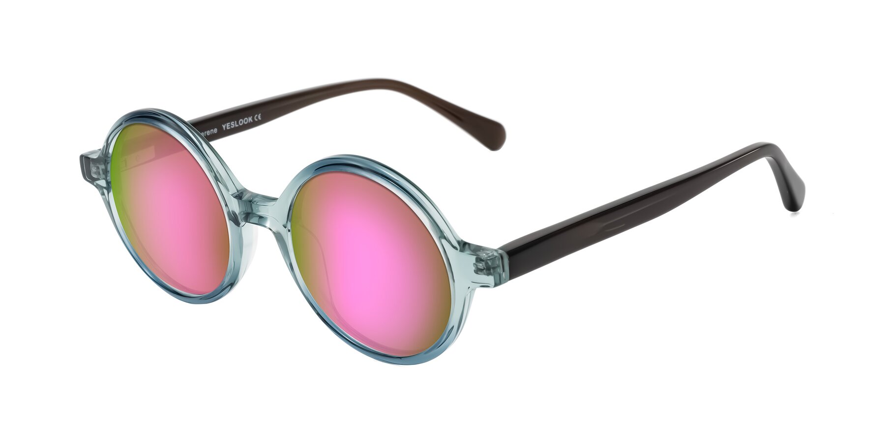 Angle of Serene in Faded Green with Pink Mirrored Lenses