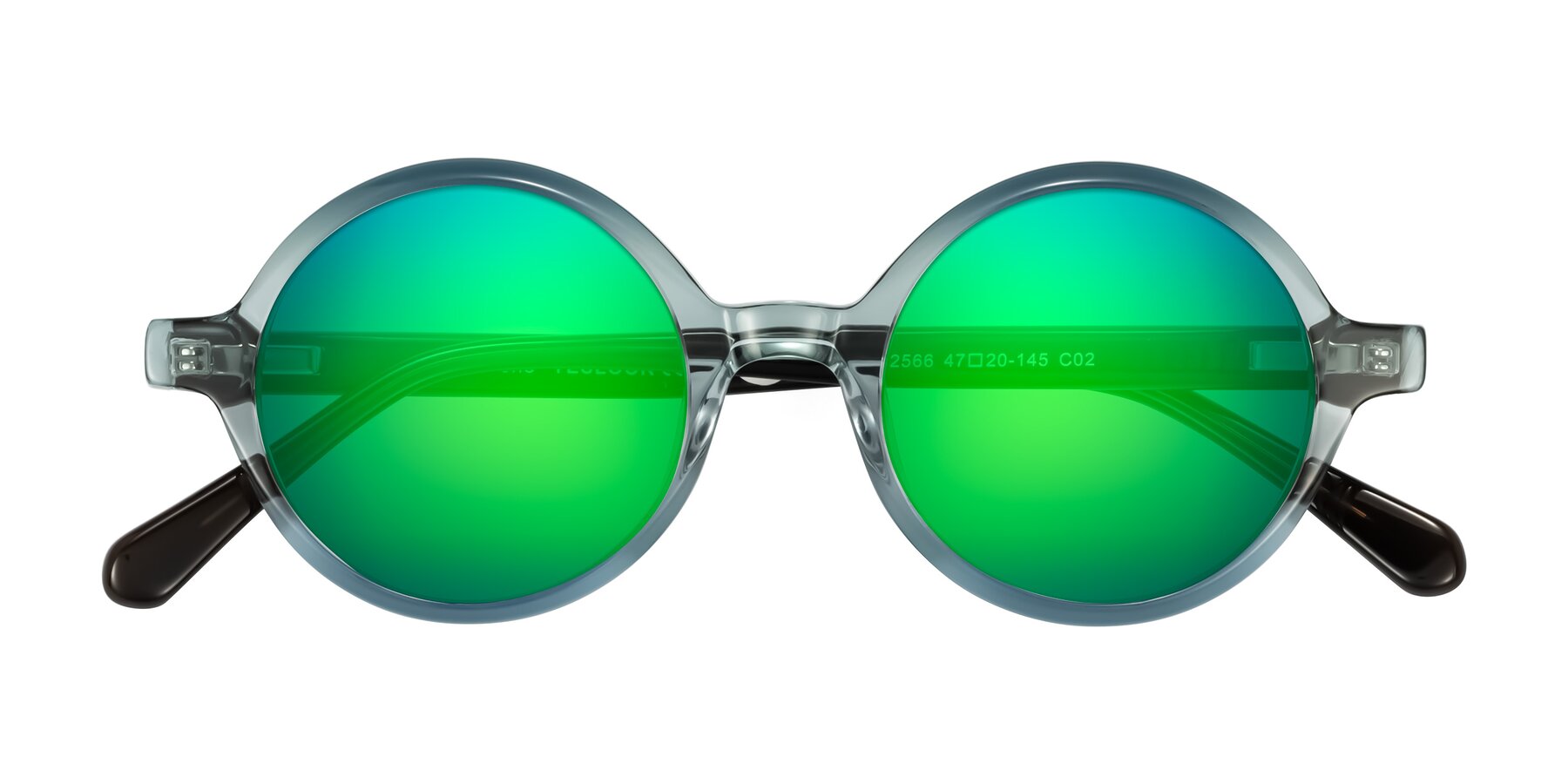 Folded Front of Serene in Faded Green with Green Mirrored Lenses
