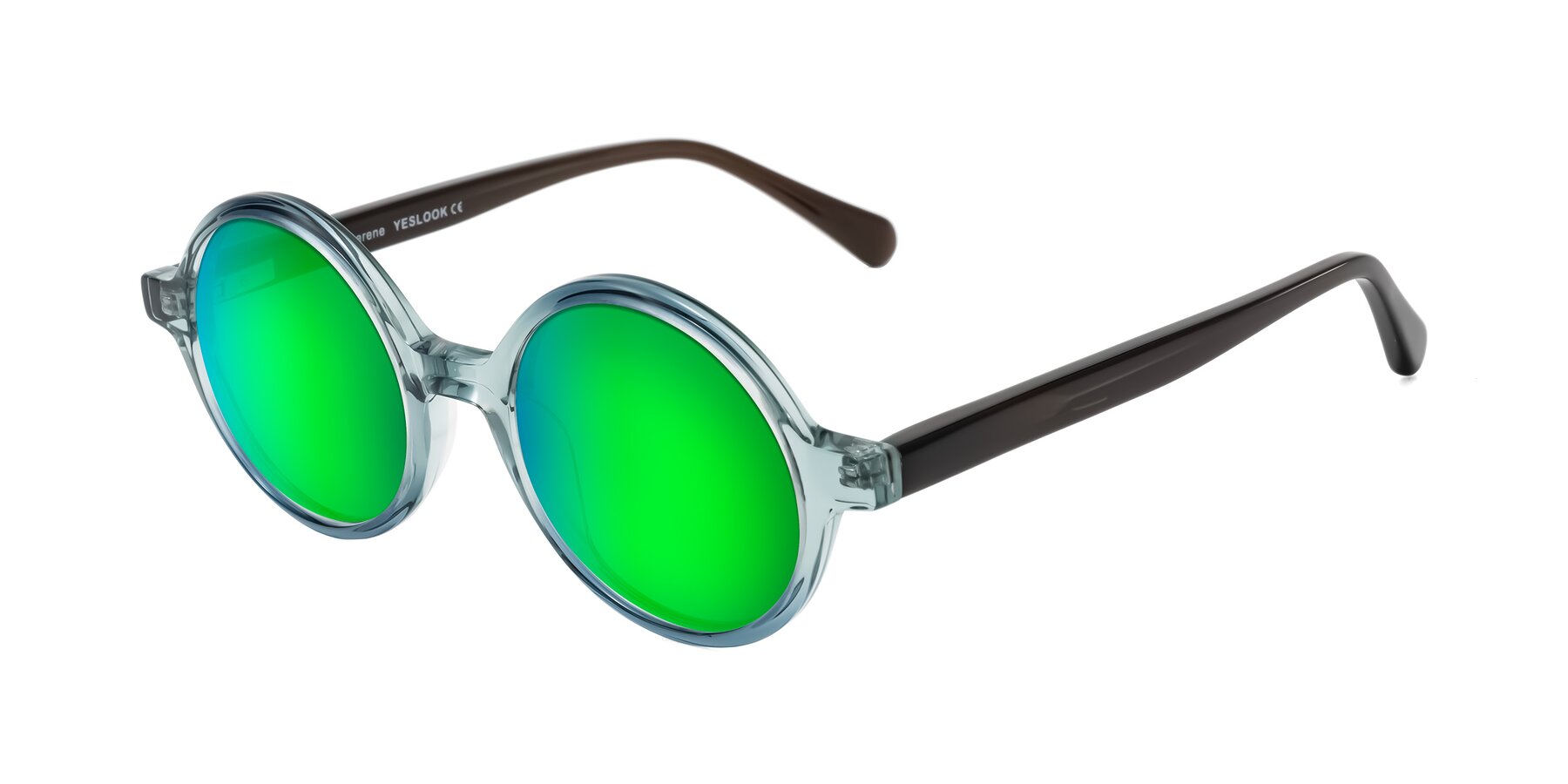 Angle of Serene in Faded Green with Green Mirrored Lenses