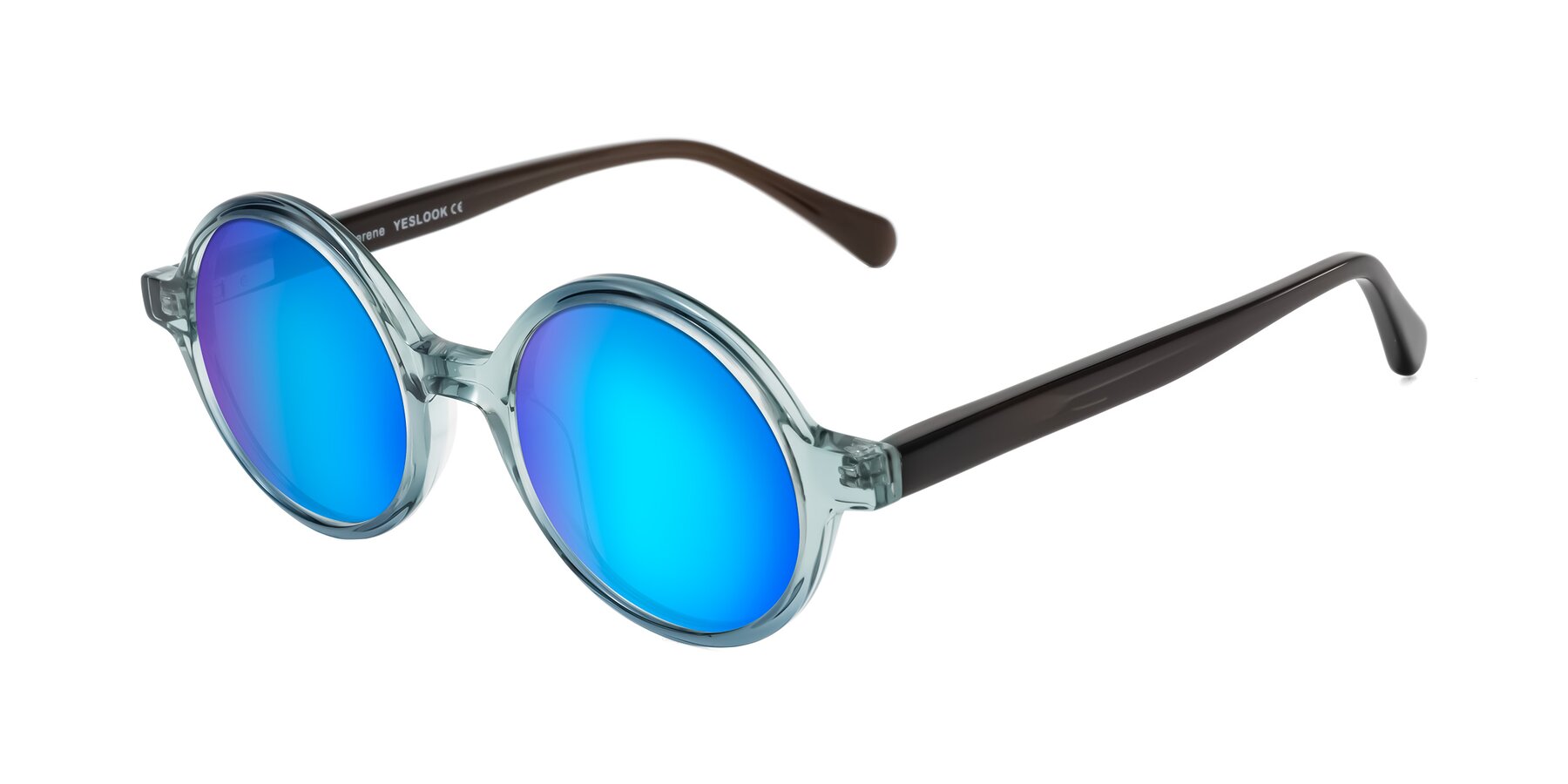 Angle of Serene in Faded Green with Blue Mirrored Lenses
