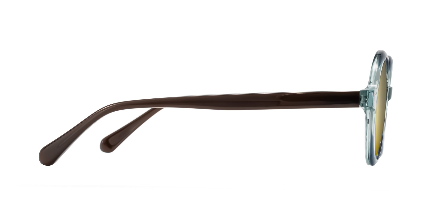 Side of Serene in Faded Green with Gold Mirrored Lenses