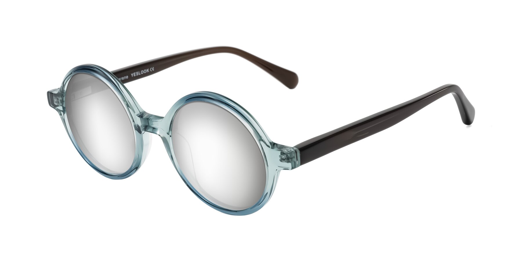 Angle of Serene in Faded Green with Silver Mirrored Lenses