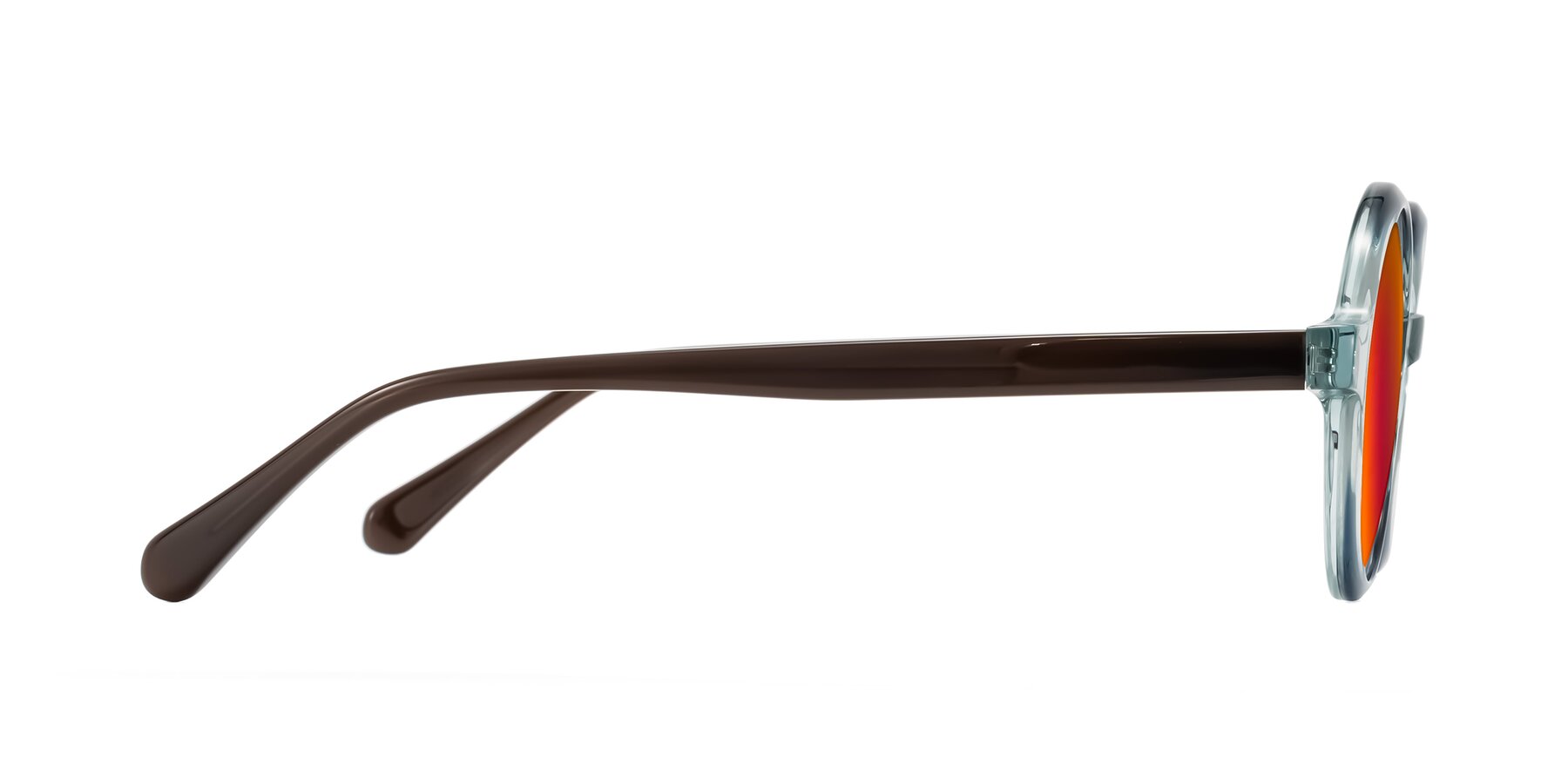 Side of Serene in Faded Green with Red Gold Mirrored Lenses
