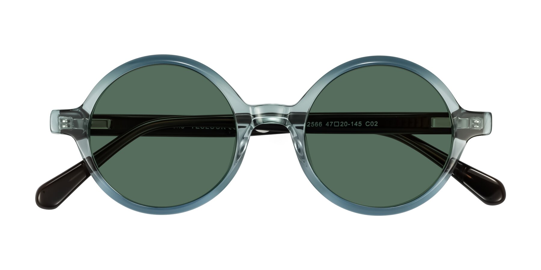 Folded Front of Serene in Faded Green with Green Polarized Lenses
