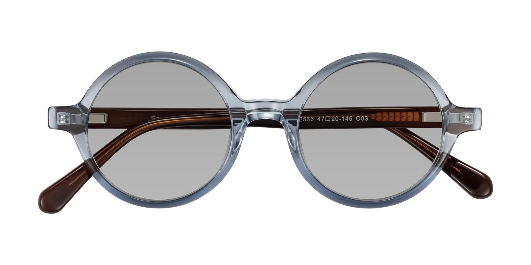 Folded Front of Serene in Faded Blue with Light Gray Tinted Lenses