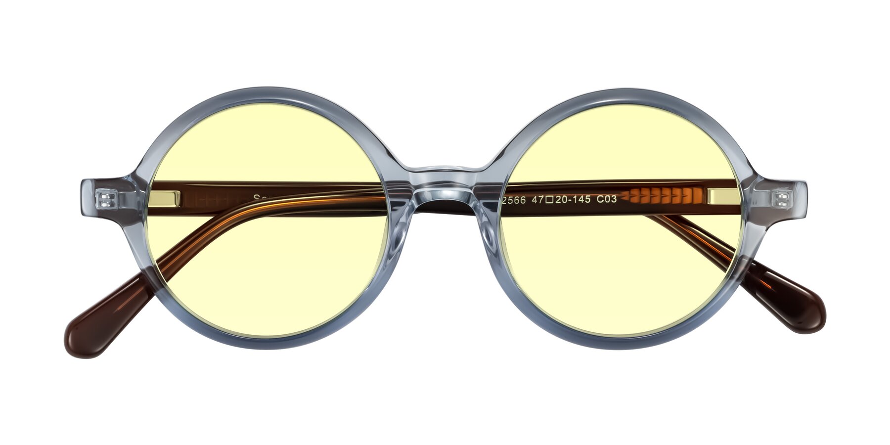 Folded Front of Serene in Faded Blue with Light Yellow Tinted Lenses