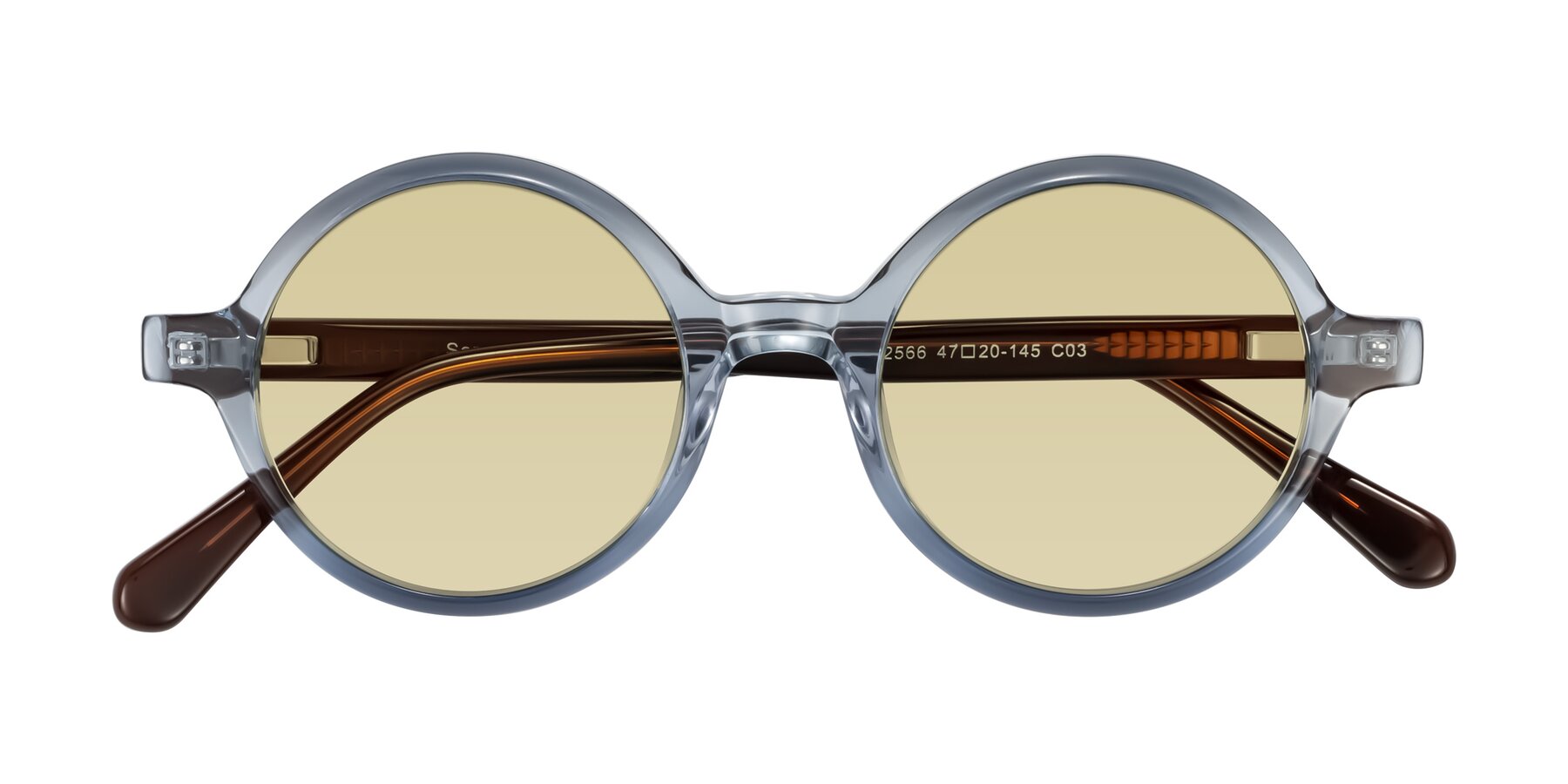 Folded Front of Serene in Faded Blue with Light Champagne Tinted Lenses