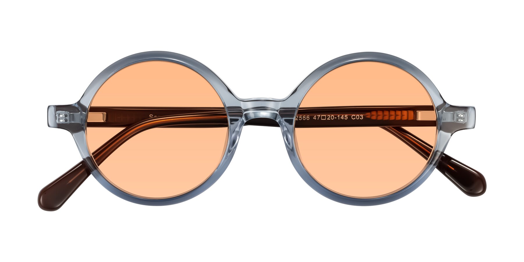 Folded Front of Serene in Faded Blue with Light Orange Tinted Lenses