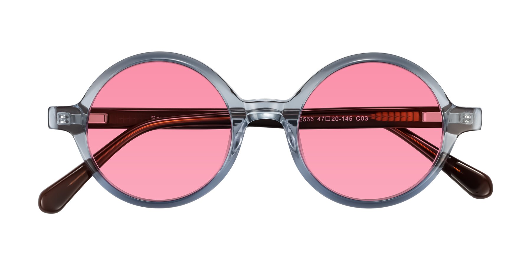 Folded Front of Serene in Faded Blue with Pink Tinted Lenses