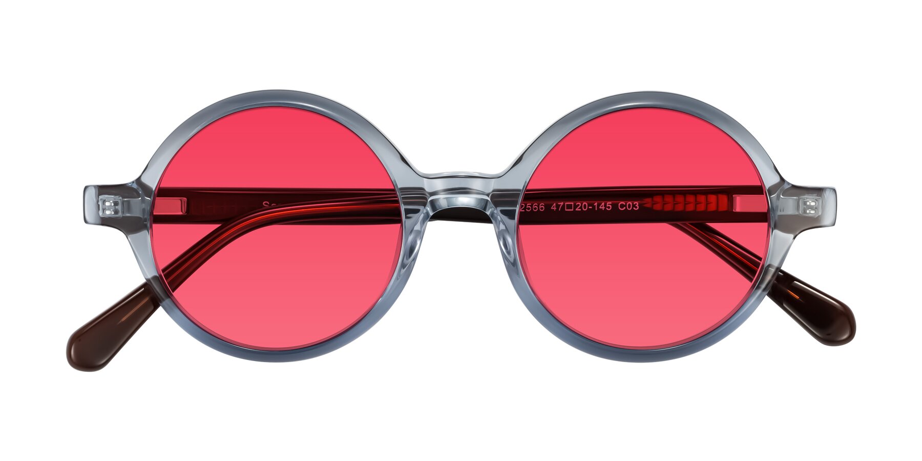 Folded Front of Serene in Faded Blue with Red Tinted Lenses